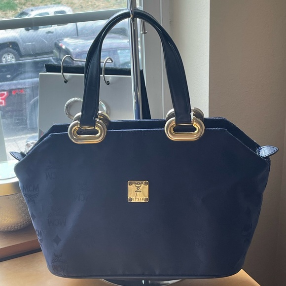 MCM Blue Vinyl Logo Tote - Picture 9 of 12